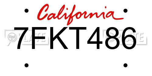 7FKT486 California License Plate