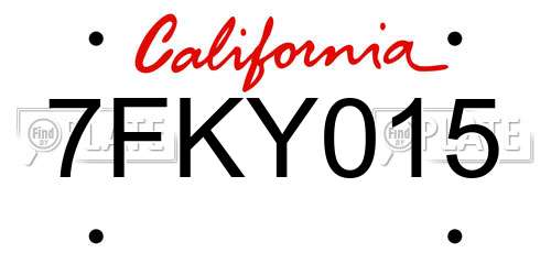 7FKY015 California License Plate