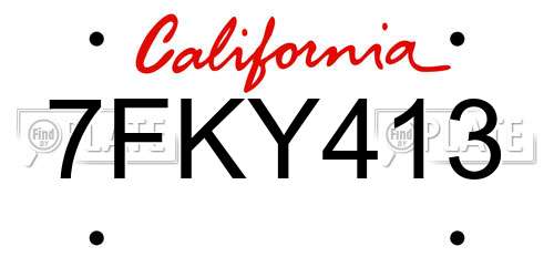 7FKY413 California License Plate