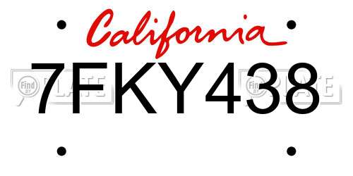 7FKY438 California License Plate