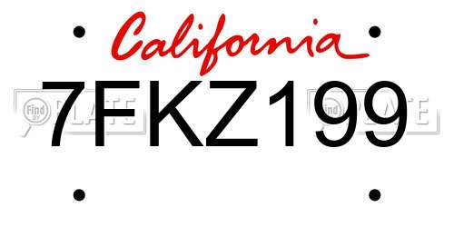 7FKZ199 California License Plate