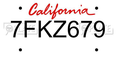 7FKZ679 California License Plate