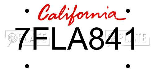 7FLA841 California License Plate