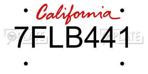 7FLB441 California License Plate