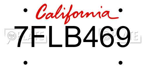 7FLB469 California License Plate