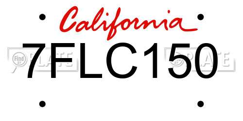 7FLC150 California License Plate