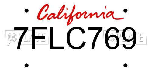 7FLC769 California License Plate