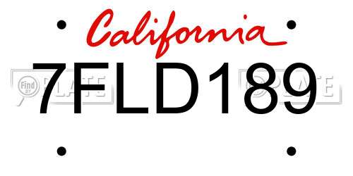 7FLD189 California License Plate