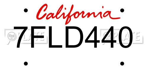 7FLD440 California License Plate