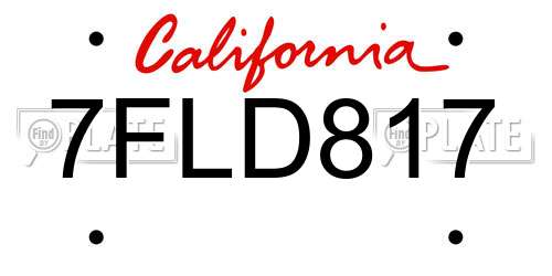 7FLD817 California License Plate