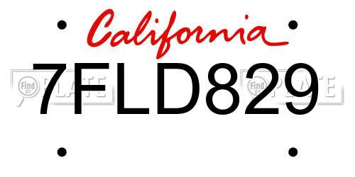 7FLD829 California License Plate