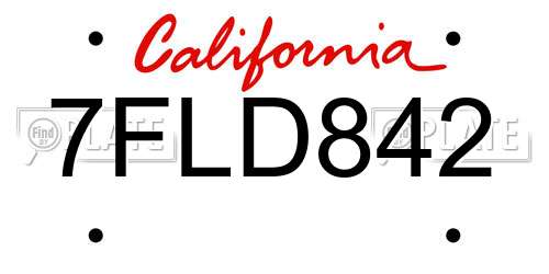 7FLD842 California License Plate