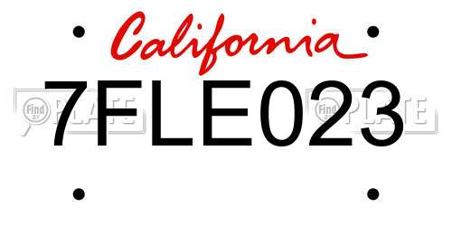7FLE023 California License Plate
