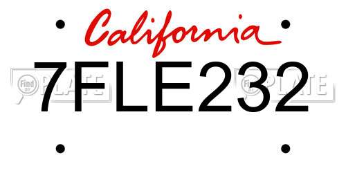 7FLE232 California License Plate