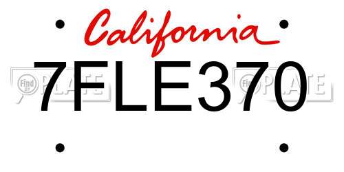 7FLE370 California License Plate