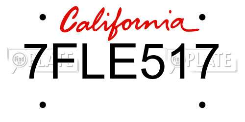 7FLE517 California License Plate