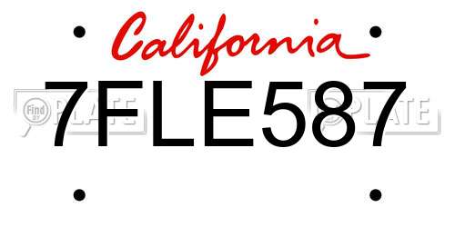 7FLE587 California License Plate