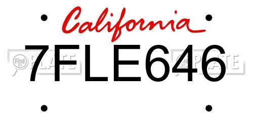 7FLE646 California License Plate