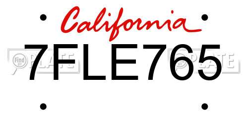 7FLE765 California License Plate