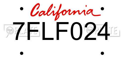 7FLF024 California License Plate