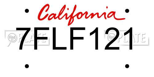 7FLF121 California License Plate