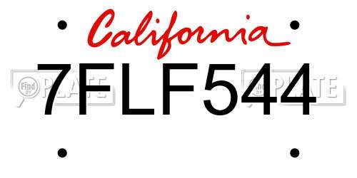 7FLF544 California License Plate