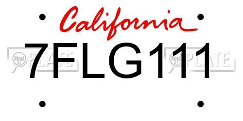7FLG111 California License Plate