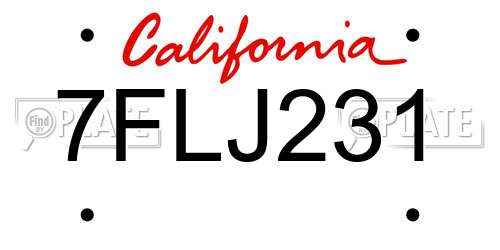 7FLJ231 California License Plate