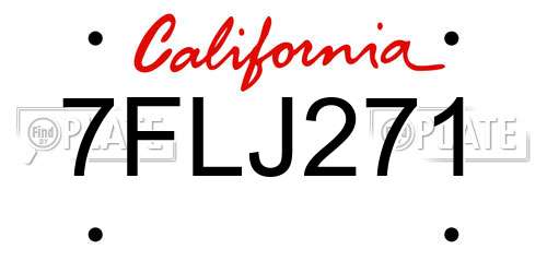 7FLJ271 California License Plate