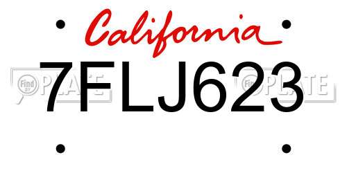 7FLJ623 California License Plate