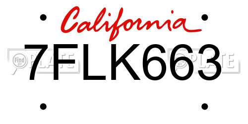7FLK663 California License Plate