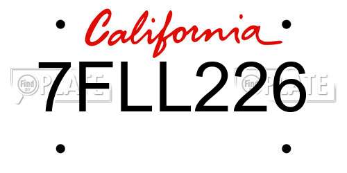 7FLL226 California License Plate