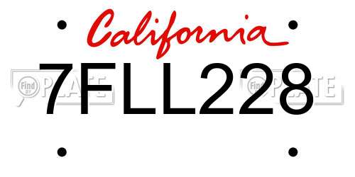 7FLL228 California License Plate