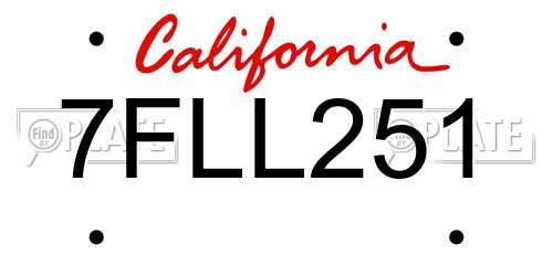 7FLL251 California License Plate