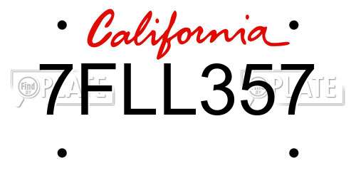 7FLL357 California License Plate