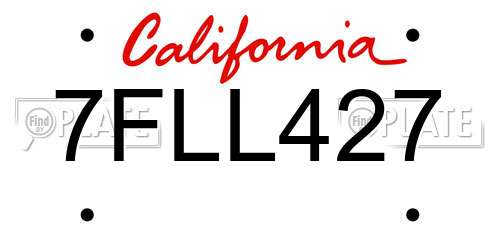 7FLL427 California License Plate