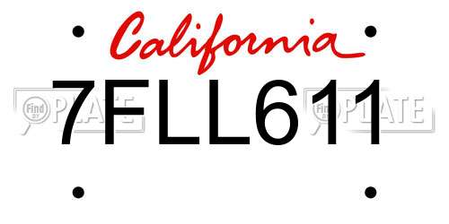 7FLL611 California License Plate