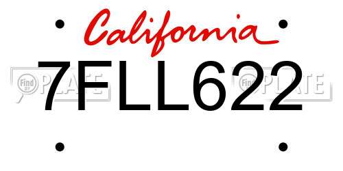 7FLL622 California License Plate