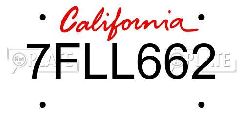 7FLL662 California License Plate