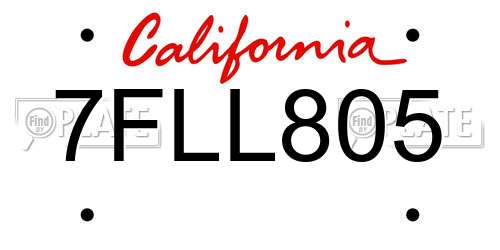 7FLL805 California License Plate
