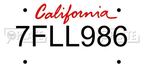 7FLL986 California License Plate