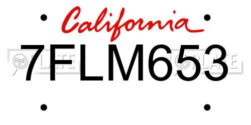 7FLM653 California License Plate