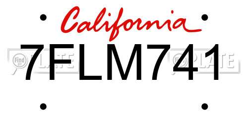 7FLM741 California License Plate