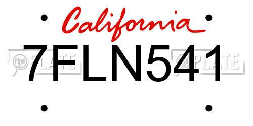 7FLN541 California License Plate