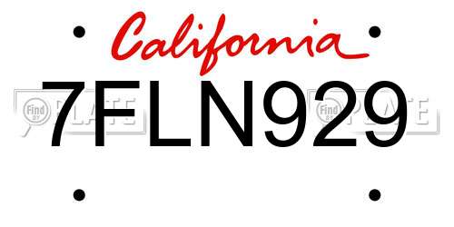 7FLN929 California License Plate