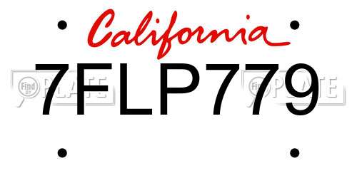 7FLP779 California License Plate