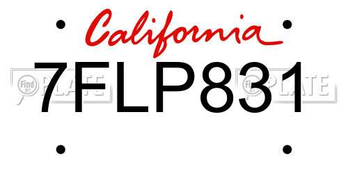 7FLP831 California License Plate
