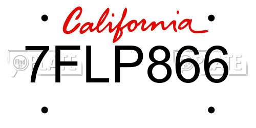 7FLP866 California License Plate