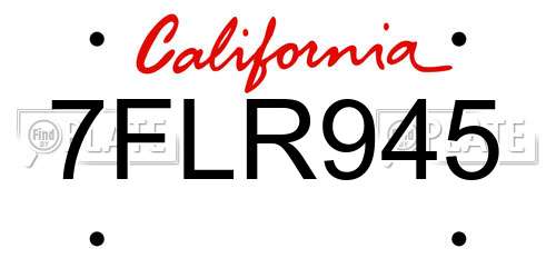 7FLR945 California License Plate