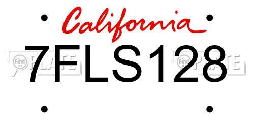 7FLS128 California License Plate